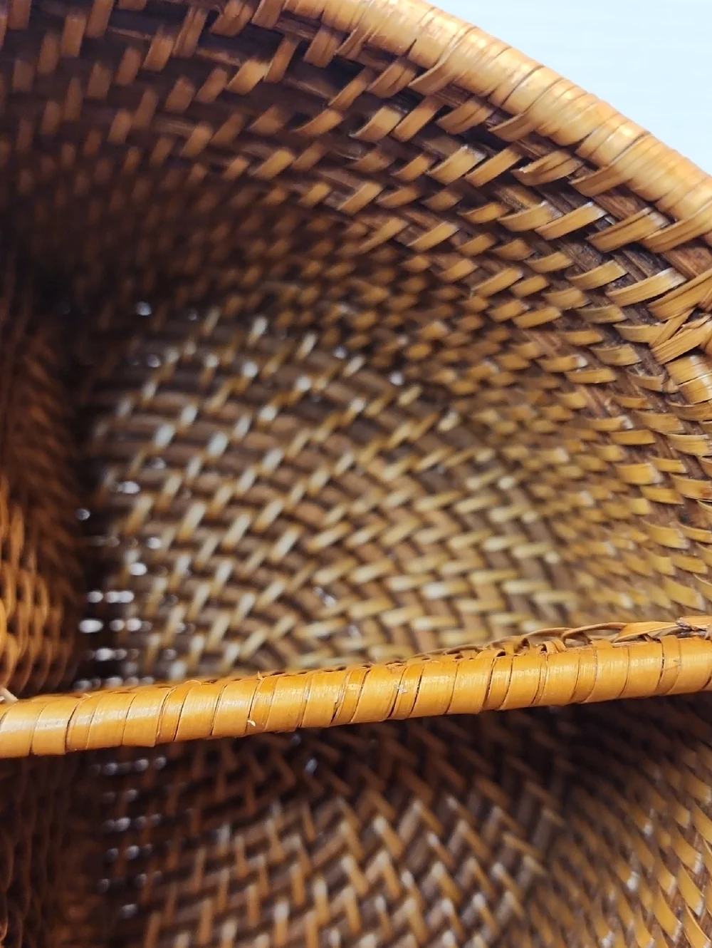 Sturdy Woven Divided Storage Basket Brown Tan For Utensils Floral Holiday Bath